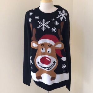 Jake Austin large black combo Christmas sweater